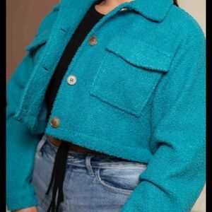 Stylish Teal Teddy Jacket